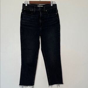 Madewell The Perfect Vintage Jean Lunar Wash Black Raw Hem N1325 Size 27